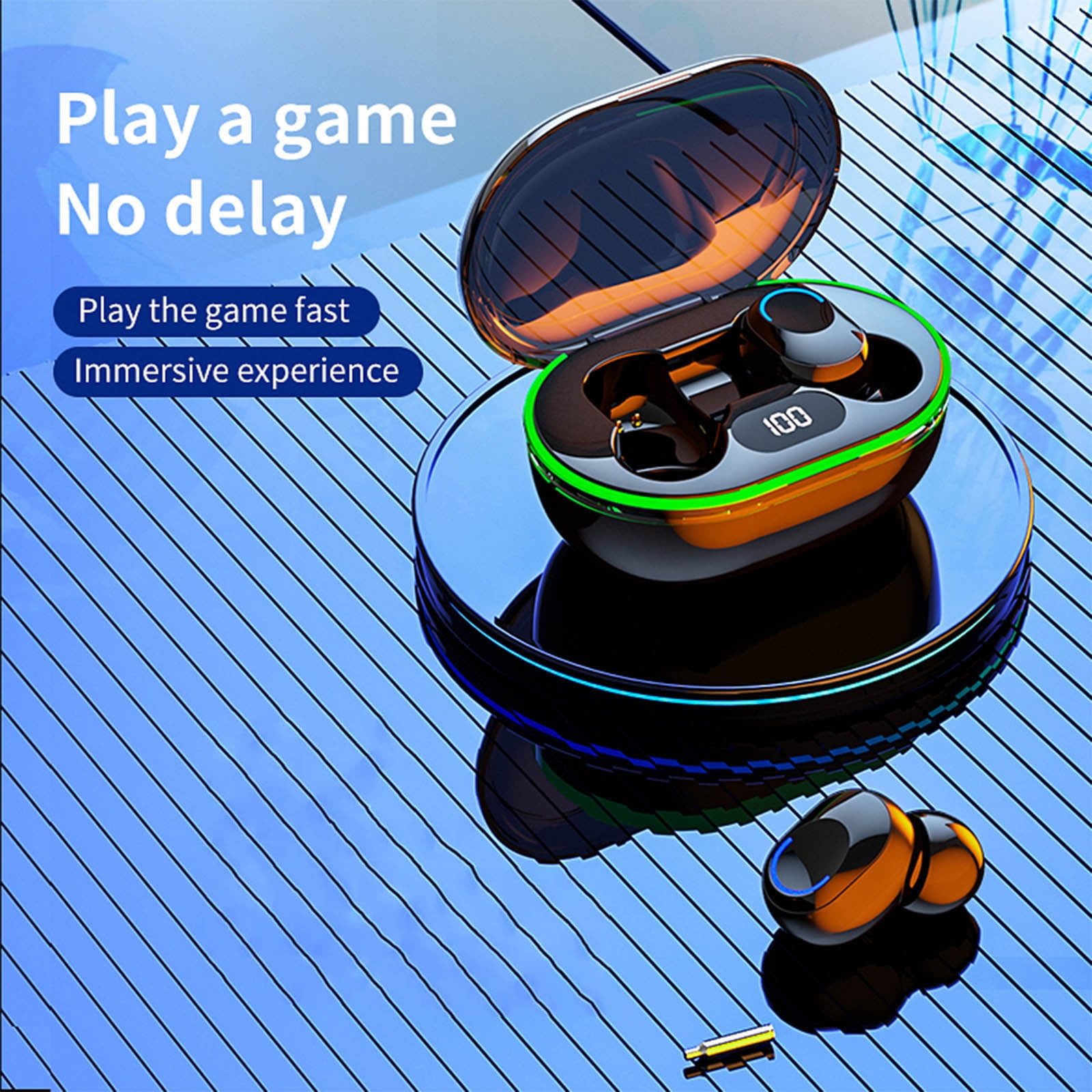 50% off Clearance Bluetooth Wireless Earbuds Stereo Headphones Low Power Noise Reduction Single Ear In-ear5.2 Bass LED Display IPX7 Earbuds with Charging Case