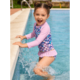 thumbnail image 5 of Lanbubble Toddler Girls Rash Guard Swimsuit Set Kids 2-Piece Bathing Suit UPF 50+ Long Sleeve Summer Beach Swimwear 2-9Y, 5 of 7