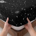 thumbnail image 3 of Twin XL Size Fitted Sheet Set - Black Cosmic 2 Piece Bedding Sets 16" Deep Pocket Fitted Sheet with 1 Pillowcases, Mystical Grey Planet Universe Abstract Brushed Microfiber Hotel Luxury Bed Sheets, 3 of 9