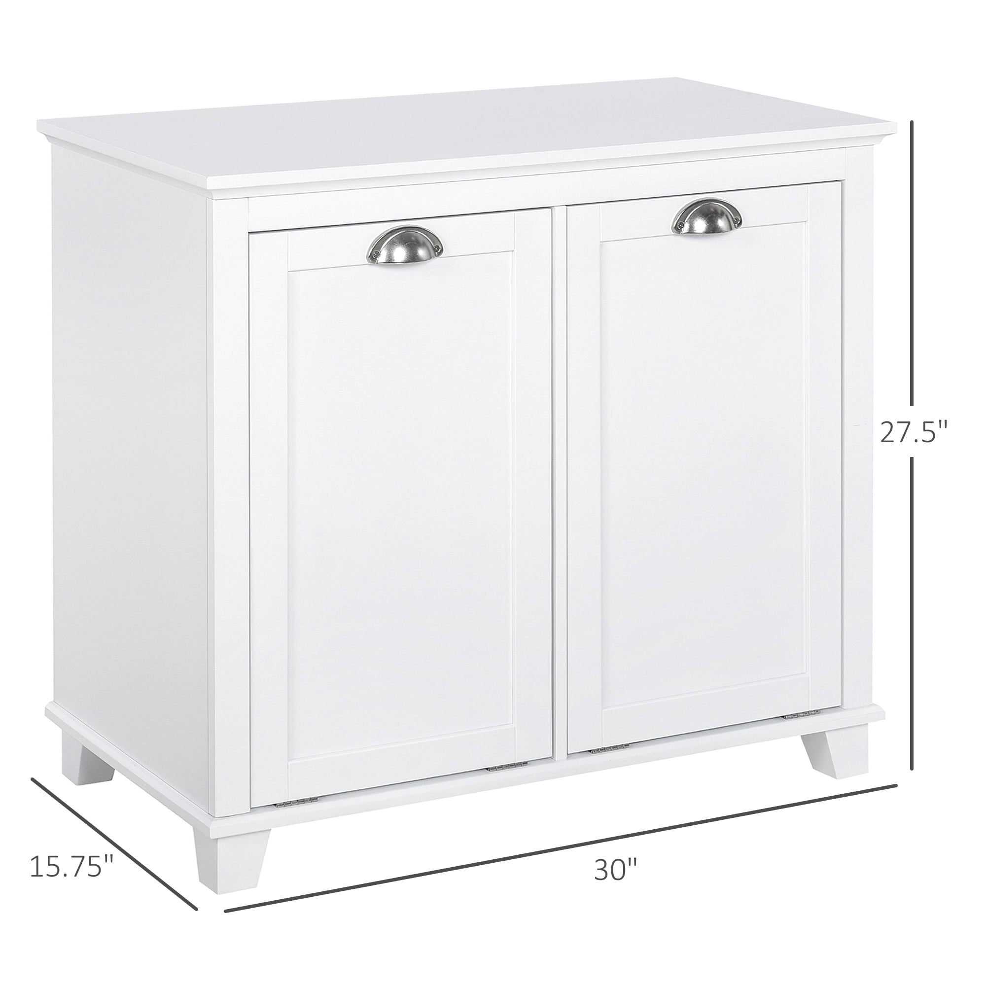 HOMCOM Tilt-Out Laundry Sorter Cabinet, Bathroom Storage Organizer with Two-Compartment Tilt-Out Hamper, White