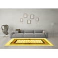 thumbnail image 3 of Ahgly Company Machine Washable Indoor Round Abstract Yellow Contemporary Area Rugs, 3' Round, 3 of 4