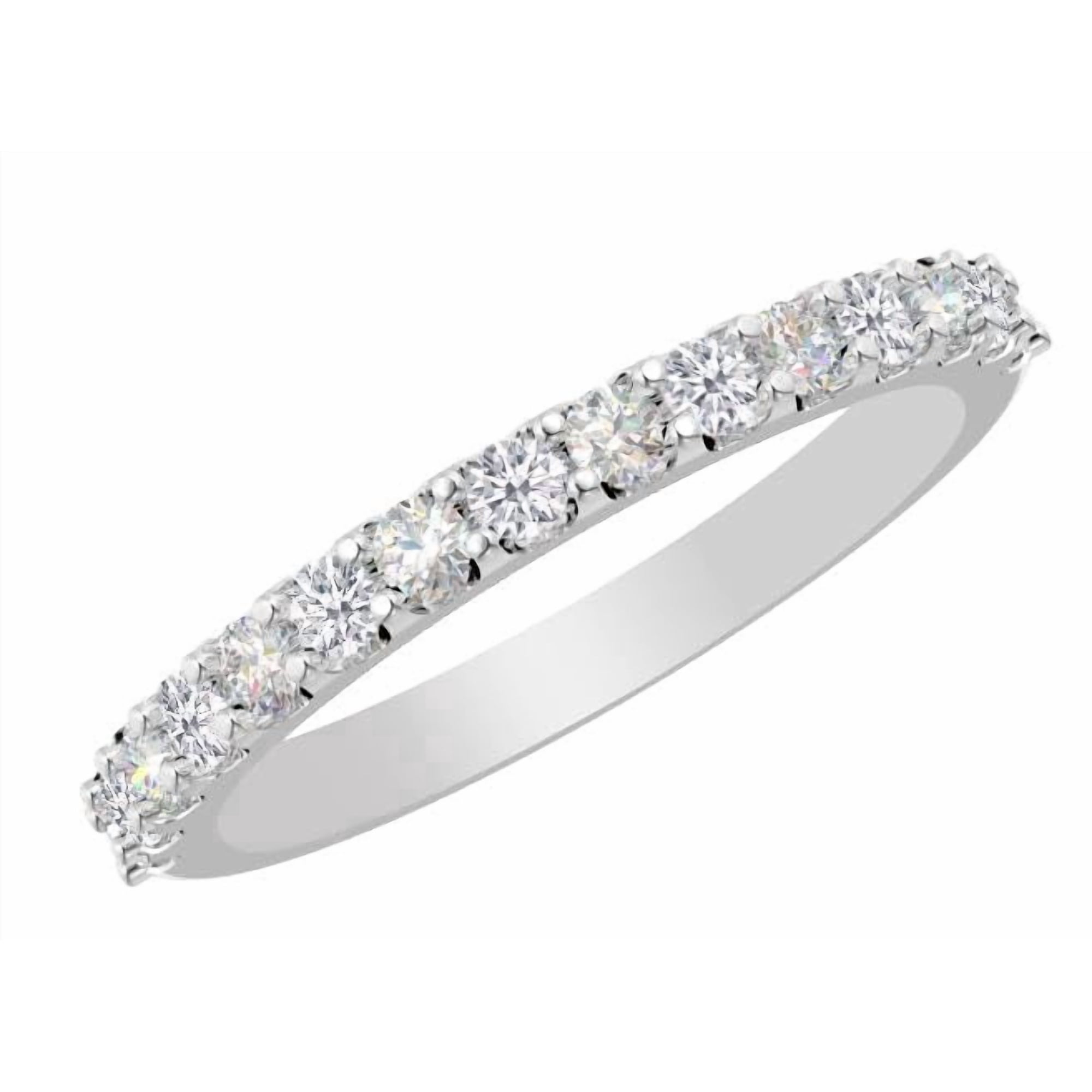 HDD 14K 1 to 6 Carat Round Shape LAB GROWN Diamond Prong Set Single Row Straight Line 1/2 Semi Eternity Wedding Ring Band (E-F Color VS1-VS2 Clarity) 14K White Gold 0.25 Carat Size-4