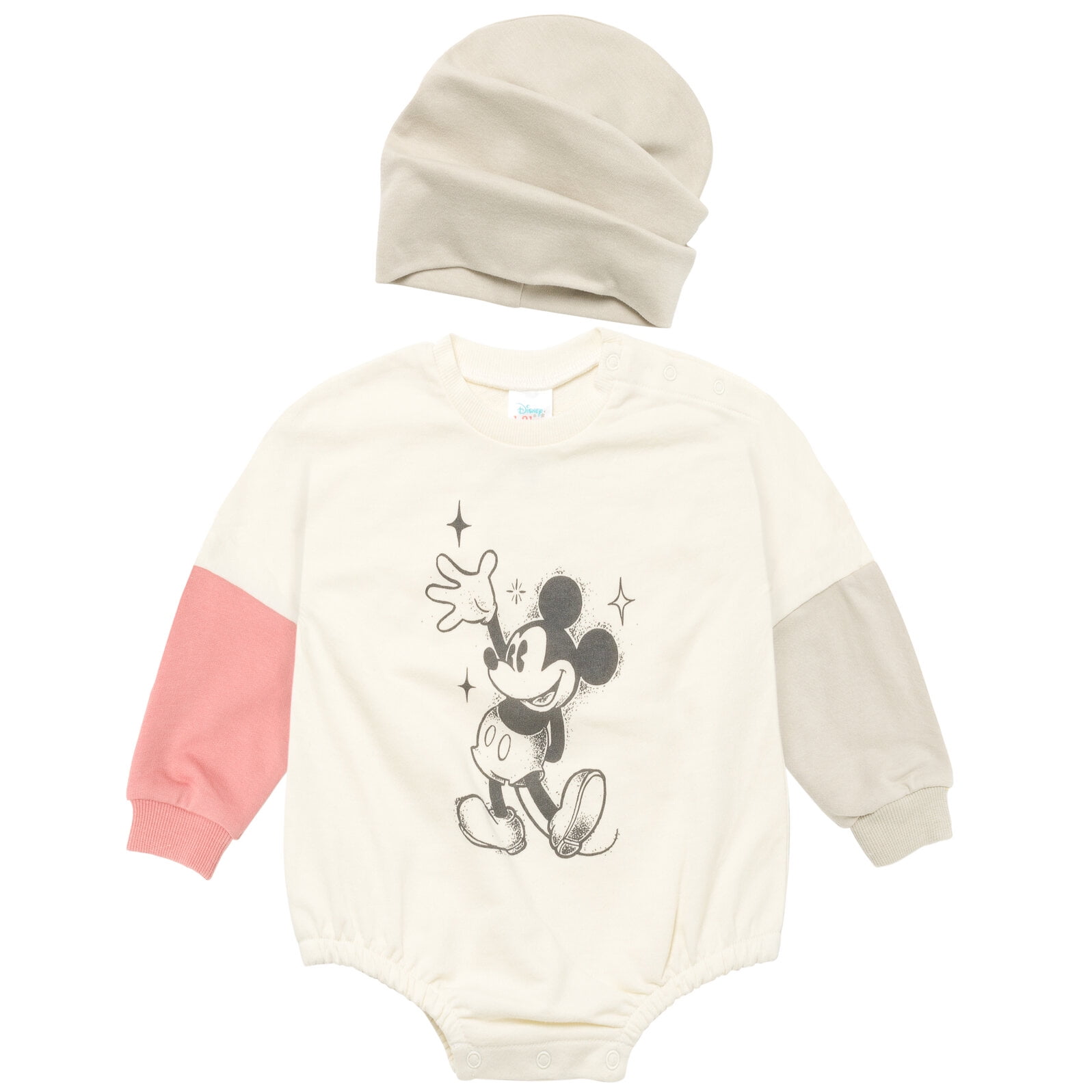 Disney Minnie Mouse Mickey Mouse Winnie the Pooh Baby Girls French Terry Bodysuit and Hat Newborn to Infant