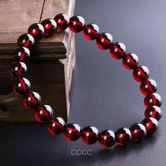 GKNET Garnet Bracelet Women's Singles Circle Beads Pure Wine Red Beads Crystal 