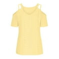 thumbnail image 5 of Ltctricy Women's Cold Shoulder Tops V Neck Spaghetti Strap Short Sleeve Eyelet Embroidered T Shirts Casual Tunic Blouses, 5 of 6