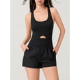 thumbnail image 2 of Women Solid Color Cami Playsuits Sleeveless Sports Short Jumpsuits, 2 of 7