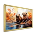thumbnail image 3 of Designart "Beavers' Environment Illustration" Animals Beaver Picture Framed Canvas Wall Art, 3 of 5