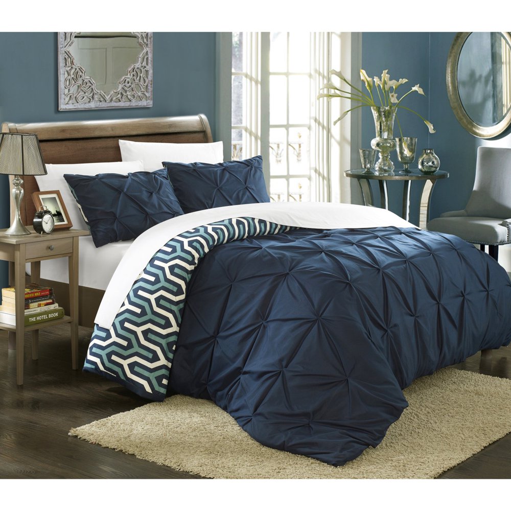 7Piece Talitha Pleated Pintuck Reversible Duvet Set