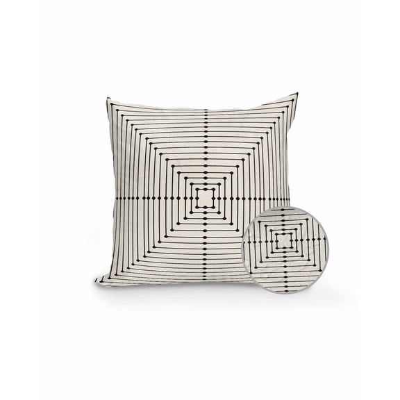 Outdoor Pillows Waterproof, Black Beige Striped Throw Pillows with Inserts Included, Farmhouse Stripes Geometric Abstract Indoor Outdoor Decorative Lumbar Pillow for Bed/Couch/Patio 18"x18", 1Pcs