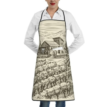 

Matuu Vineyard Landscape for Adjustable Cooking Aprons for Women with Pockets Kitchen Aprons for Men Water and Oil Resistant