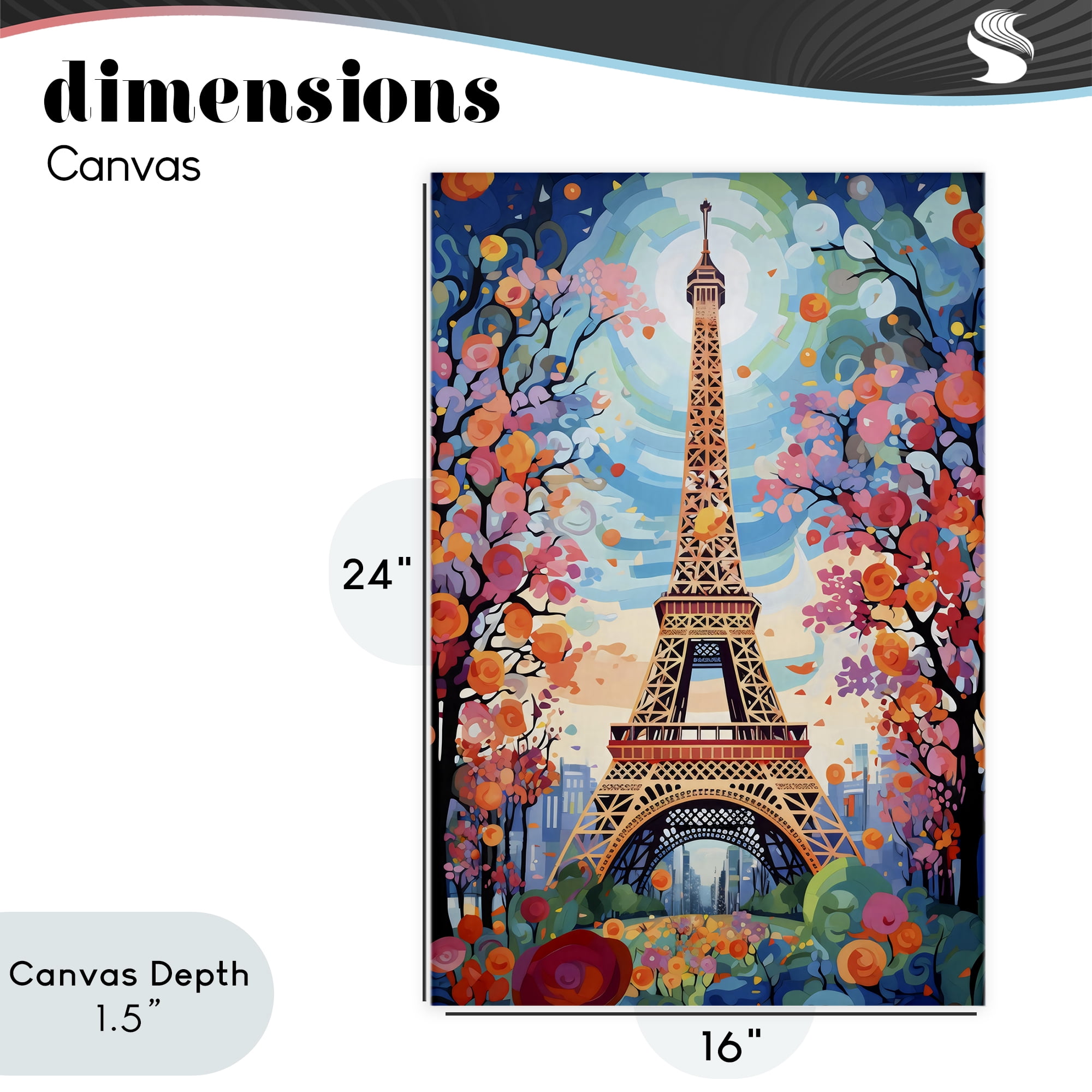 Stupell Industries Eiffel Tower Nighttime Bloom Canvas Wall Art, design by Creative Studio