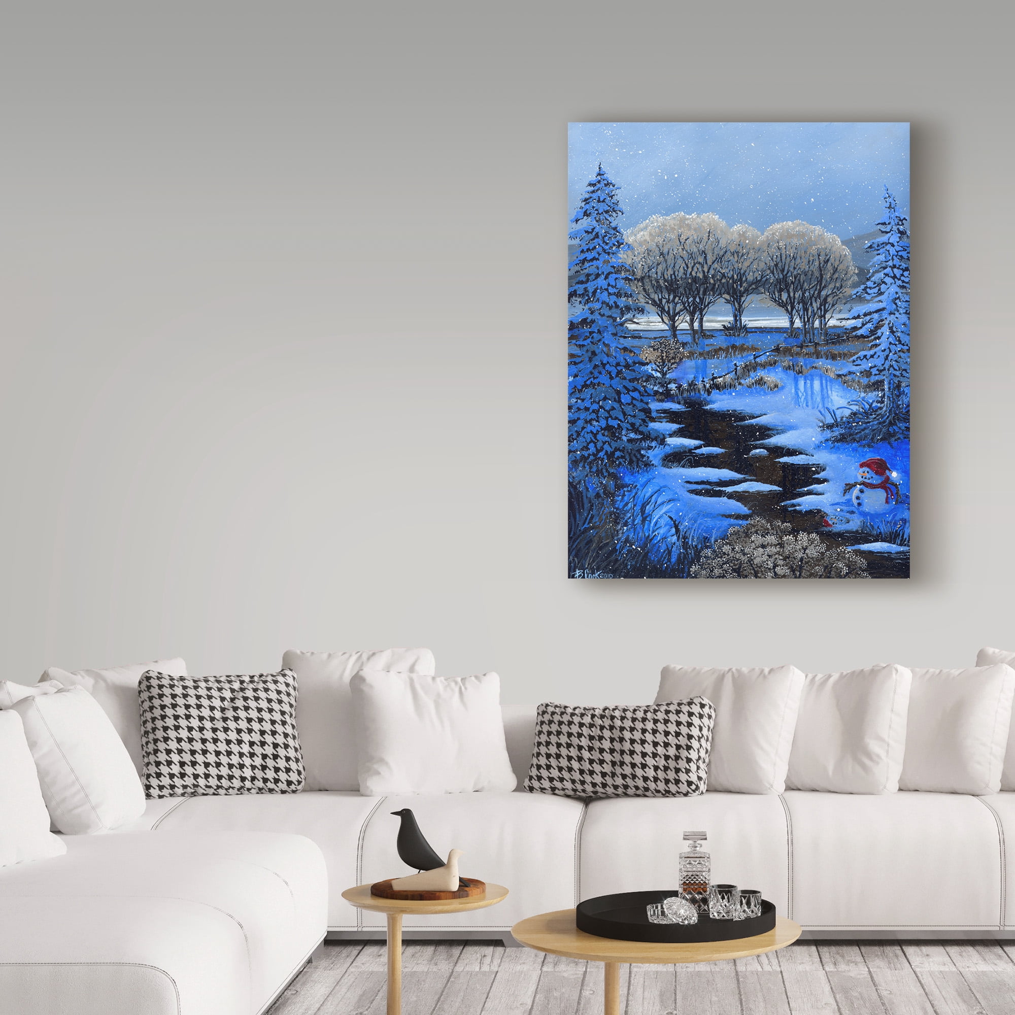 Trademark Fine Art 'Snowman In Winter' Canvas Art by Bonnie B Cook