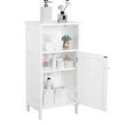 Bathroom Kitchen Floor Storage Cabinet with Single Door and Adjustable Shelf White