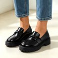 thumbnail image 4 of Viluyesy Womens Loafers Chunky Platform Bow Slip On Round Toe Comfortable Non Slip Casual Walking Work Shoes Black Size 7.5, 4 of 7