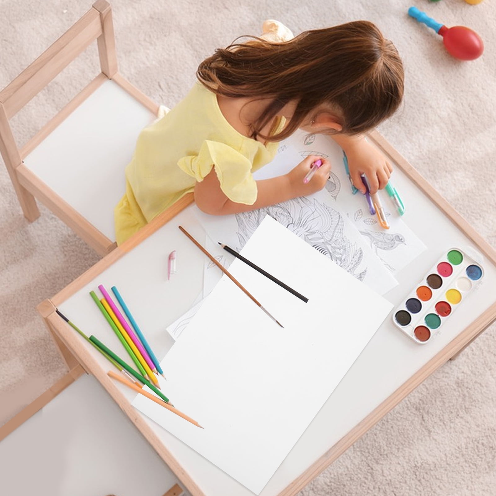 MLINS  100 Sheets Coloring Drawing Paper Pad Engineering Child White