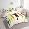 thumbnail image 3 of Feelyou Kawaii Black Cat Bedding Comforter Set 7pcs, Chic Square Abstract King Bedding Sets, Vintage Fashion Artwork Reversible Bed Sheets, Lightweight Room Decor, 3 of 7