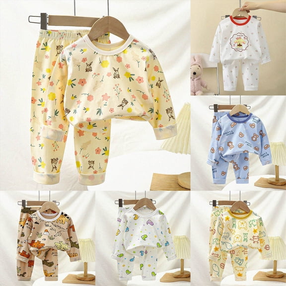 18-24 Months Girls Long Sleeve Pajama Set Baby Girl Clothes Toddler Girl Outfit Ruffle Sleeve Shirt Pant Set Fall Winter Clothing for Girl,Blue