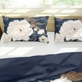 thumbnail image 6 of Queen Comforter Set Botanical Floral Bedding Set White Flowers Leaves Printed on Navy Blue Reversible Design Soft Microfiber Comforter with Sheet Set All Season 7 Pieces Bed in a Bag, 6 of 6