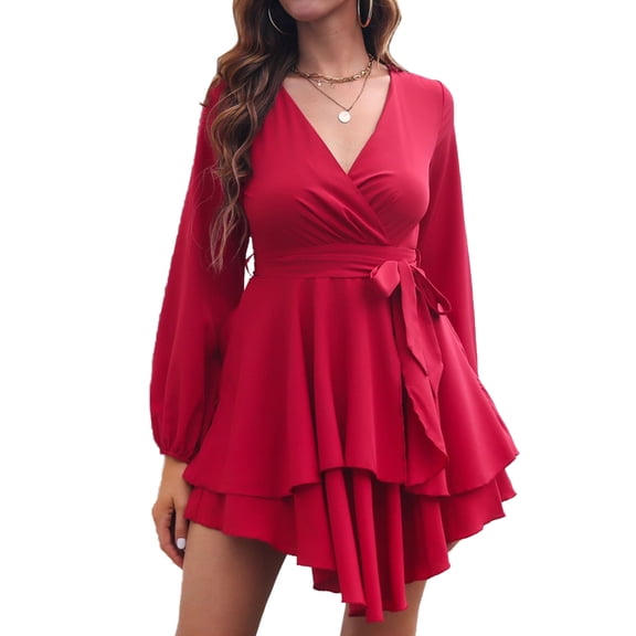Women's Dress, Polyester, Red, S