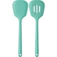 thumbnail image 1 of 600°F Heat Resistant Silicone Turners: U-Taste 13.6in Long Solid & Slotted Kitchen Spatula Flipper, Wide and Large Flexible Cooking Utensil for Flipping Egg, Pancake, Cookie (Aqua Sky, 2PCS), 1 of 9