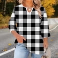 thumbnail image 1 of Ounisa Womens Plus Size 3/4 Sleeve T Shirts Crew Neck Chest Cutout All Over Print Casual Basic Layering Tops For Spring Summer L-5XL, 1 of 6