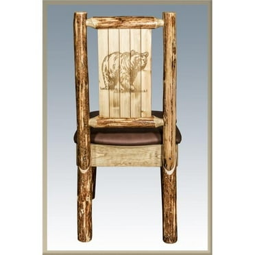 Glacier Country Side Chair - Saddle Upholstery with Laser Engraved Bear Design
