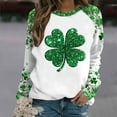 thumbnail image 5 of FDGIU ‌‌‌‌Women's Saint Patrick's Day Sweatshirt - Long Sleeve Green Shamrock Print Crew Neck Pullover, 5 of 5