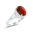 thumbnail image 4 of Vintage Oval & Baguette Engagement Ring Garnet CZ 925 Sterling Silver Size 10, 4 of 5