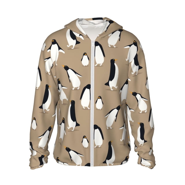 Balery Lovely Penguin Sudadera ligera de manga larga con capucha y protección solar UPF 50+ para hombre y mujer, ideal para pesca y running-Large