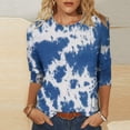 thumbnail image 2 of CHOK Ichuanyi Hauts pour Femmes Liquidation d'Été T-shirt Imprimé Mode pour Femmes Blouse Mi-Longue Manches 3/4 Col Rond Hauts Décontractés, 2 of 5