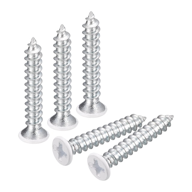 Unique Bargains Vis Blanches ST4x25mm à Taraudage Automatique, Lot de 50 Vis à Tête Plate à Vis Phillips pour le Travail du Bois