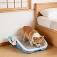 thumbnail image 5 of Dog Potty Toilet Training Tray - Portable Multifunctional Mesh Puppy Training Toilet Pad Holder, with Bafflel for Small Dogs Puppies, Blue, 5 of 6