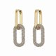 thumbnail image 3 of Pendientes de aro Yashi Geométrico Rectángulo Ovalado Dorado con circonitas azules reales, 3 of 4