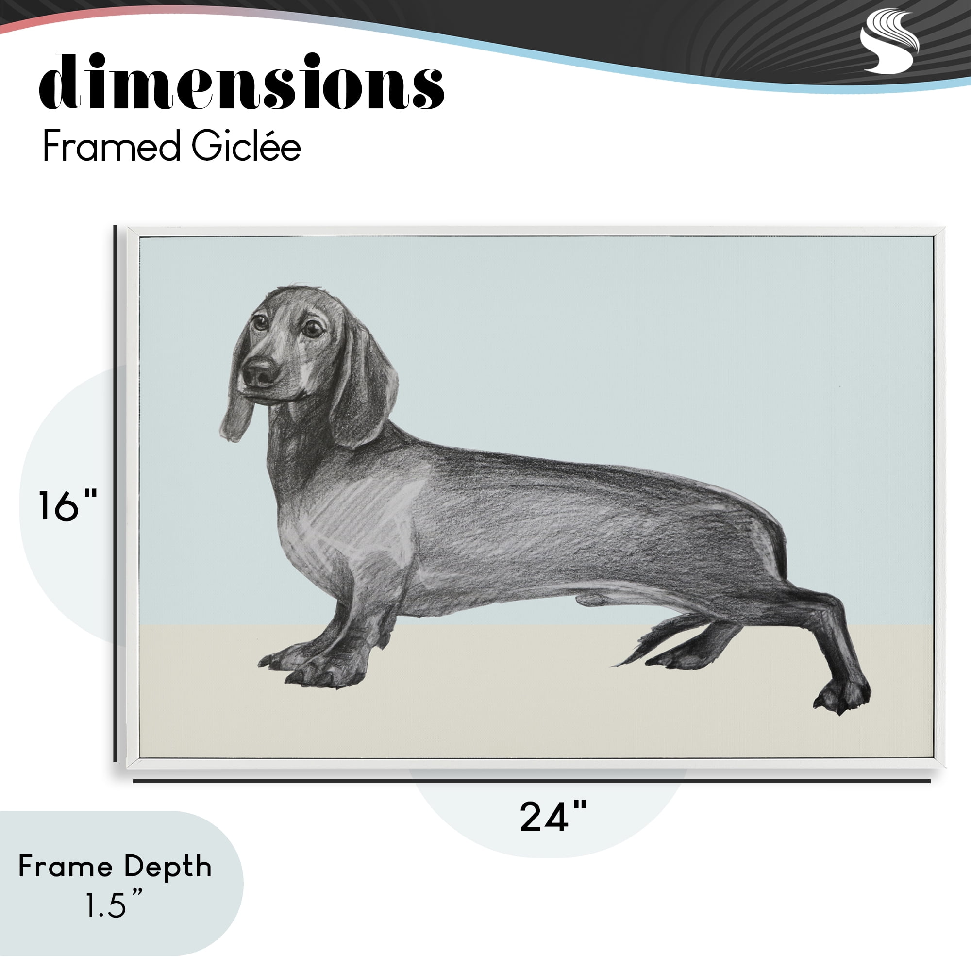 Stupell Industries Sketched Dachshund on Blue White Framed Giclee Art, design by Violeta Vollmer