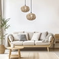 thumbnail image 4 of KUNPENG 7.5"Boho Hand-Woven Rattan Pendant Light Shade - Vintage Paper Rope Lampshade Replacement, Decorative Woven Lamp Cover for Kitchen Island, Dining Room, Nursery & Cafe Decor(S), 4 of 5