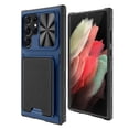 thumbnail image 1 of SaniMore Case for Samsung Galaxy S23 Ultra 6.8" 2023, [Tough PC Back PU Leather Skin] Card Slot + Magnetic Car Mount + Sliding Cover Shockproof Anti-slip Hybird Heaavy Duty Protective Shell, Blue, 1 of 8