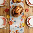 thumbnail image 5 of Fall Pumpkin Squirrel Table Runner - 72 Inch Long Thanksgiving Birds Maple Leaf Wooden Cotton and Linen Blended Dress Scarves Farmhouse Table Runner for Kitchen Dining, Coffee Table, 13" x 72", 5 of 8