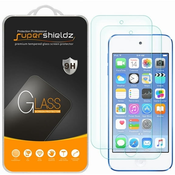 [2-Pack] Supershieldz for iPod Touch (7th Gen 2019 Released, 6th and 5th Generation) Tempered Glass Screen Protector, Anti-Scratch, Anti-Fingerprint, Bubble Free