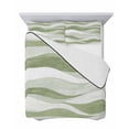 thumbnail image 7 of Quilts Twin Size Bedding Set, Light Sage Green Ombre Lightweight Quilted Comforter, Modern Moire Abstract Art Aesthetics Reversible Bedspread Coverlet with Pillow Covers for All Season, 68" x 86", 7 of 7