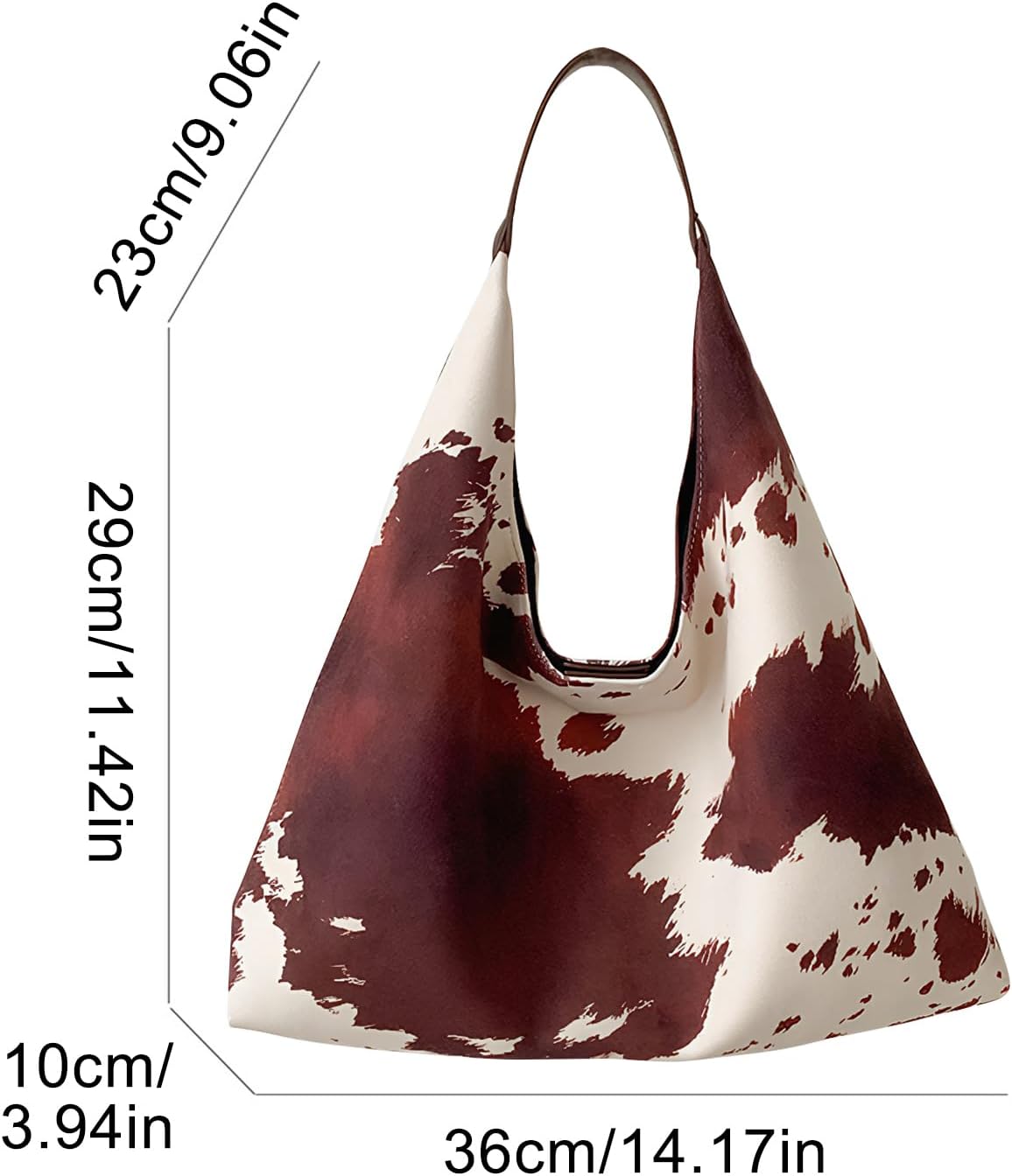 SPEKSEE Cow-Print Shoulder Bag for Women, Coquette Large Capacity Underarm Top handle Purse, Slouchy Hobo Tote Bag for Fall