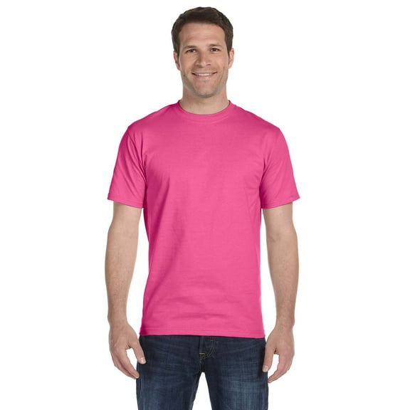 Hanes Mens Beefy-T® Crewneck Short-Sleeve T-Shirt (Pack of 4) (2 Black / 2 Wow Pink)