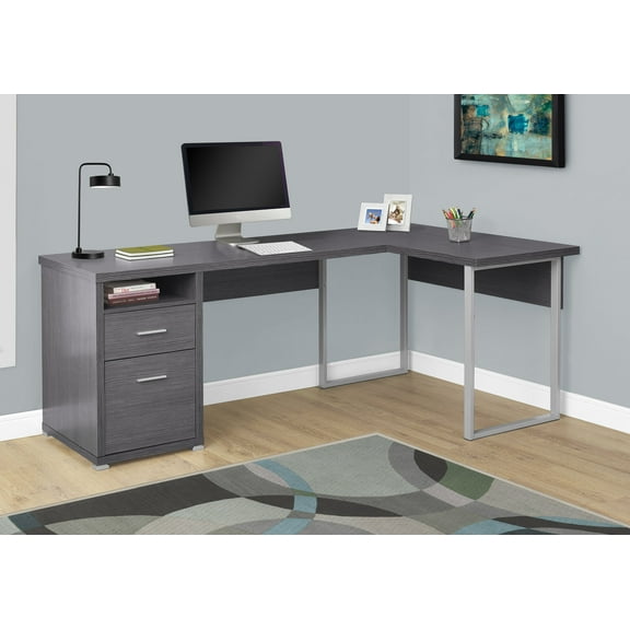 Monarch Specialties Computer Desk, Home Office, Corner, 80"L, L Shape, Work, Laptop, Grey Laminate