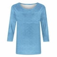 thumbnail image 5 of Viluyesy Round Neck T-Shirt for Womens 3/4 Sleeves Shirt Tops Fashionable Relaxed Elasticity Loose Blouse Sky Blue Size M, 5 of 5