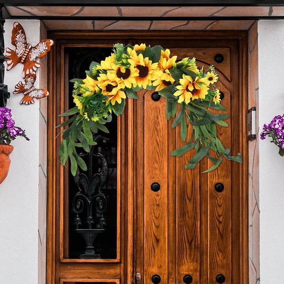 MLINS  Wedding Door Wreath Sunflower Garland Hanging Decor Wreaths for Front Wall