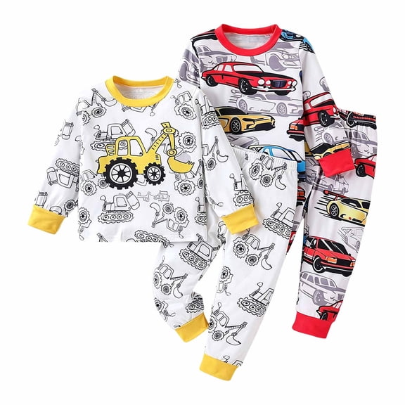GCETTIC Boys Pajamas Boys Simple Cotton Sleepwear Setflexible Waistband Jogger Pants Soft Daily Pajamas Yellow,4-5 Years