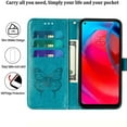 thumbnail image 3 of For Motorola MOTO G Stylus 5G (2021) Case, Magnetic Folio Butterfly Embossed Wallet Case, Premium Leather Wrist Strap Credit Card Holder Slots Kickstand Shockproof Cover, Blue, 3 of 5