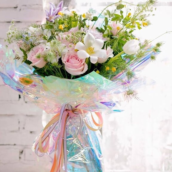 BESTYASH 20Pcs Multi Color Cellophane Wrapping Paper for Flower Bouquets