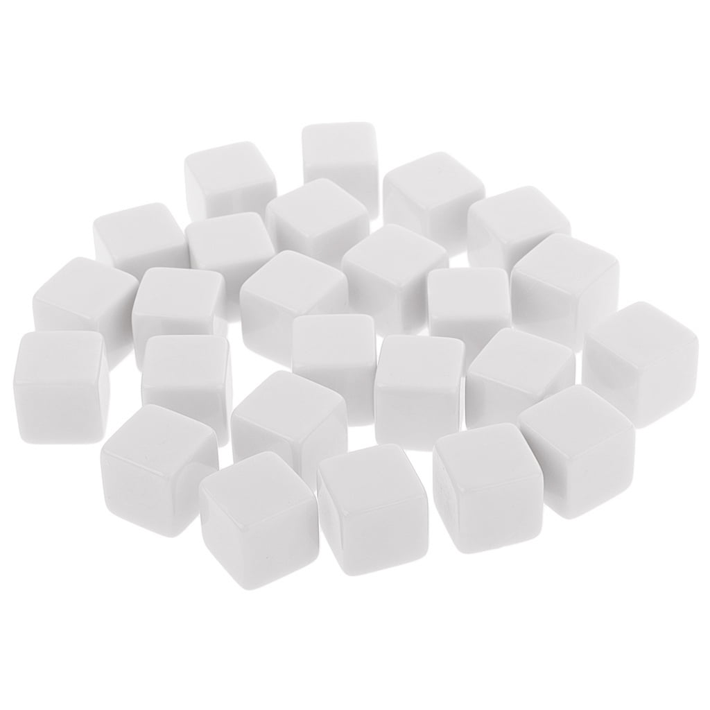 16mm White Blanks w/Squared Corners 6 Dice Add your own images or numbers on 