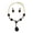 Black/Gold-Tone, variant on Hanging Encircled Teardrop Stone and Dangling Earrings Set, Black/Gold-Tone