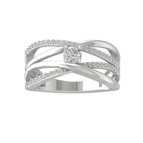 ARAIYA FINE JEWELRY 10K White Gold Lab Grown Diamond Fashion Wedding Band Ring (1/2 cttw, D-F Color, VS1 Clarity) Size 7.5